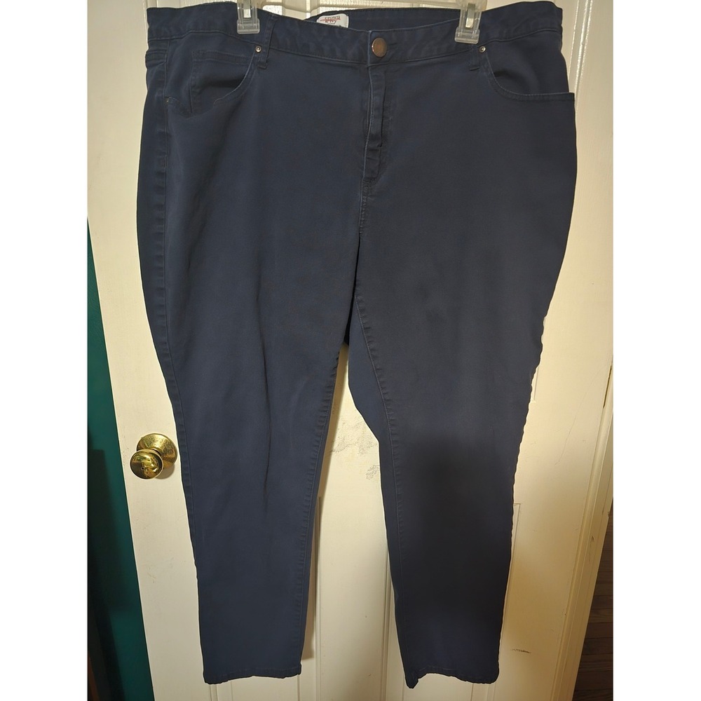 Crown & Ivy Woman Navy Blue Skinny Pants 22W Stretch Twill High Rise Trousers